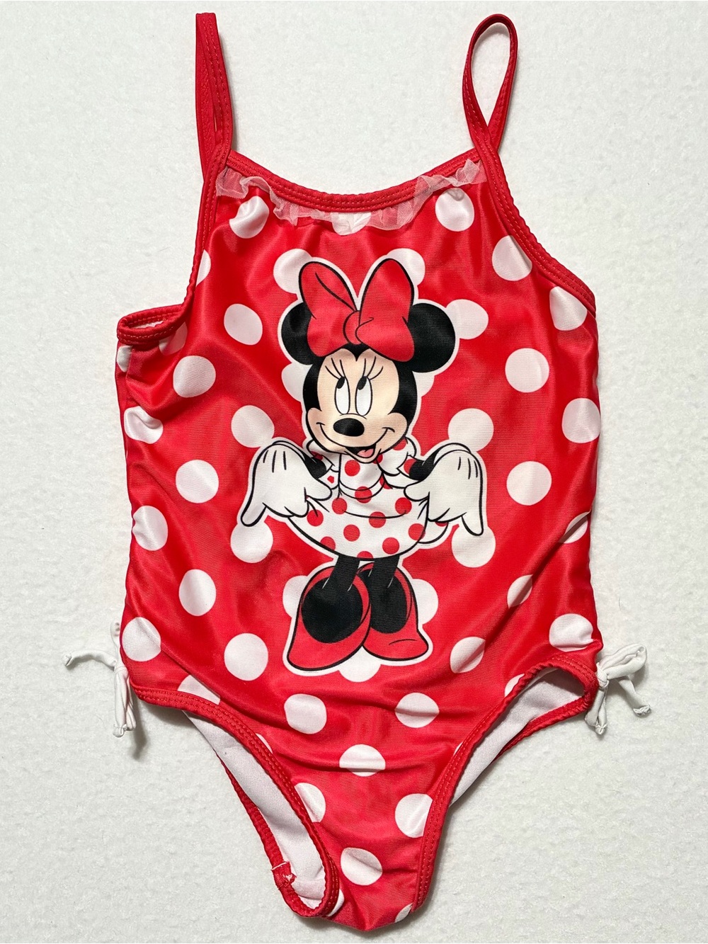 Disney Minnie Mouse Swimsuit One Piece Red With White Polka Dots Size 4T 2015